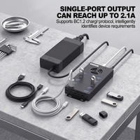 Base de Conexión USB 3.0 de 10 Puertos Sipolar A-423, 120W 2A, Carga Rápida y Transferencia de Datos Estable para SSD y Gestión de Teléfonos