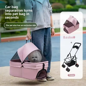 Poussette de transport pliable et légère pour animaux de compagnie, <span class=keywords><strong>chien</strong></span> et chat, avec <span class=keywords><strong>panier</strong></span> respirant, chariot de voyage portable pour chiots - Product Image 3