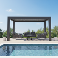 Pavillons de patio motorisés en aluminium avec toits à lames orientables électriques, structure robuste thermolaquée, conception résistante aux intempéries, pour balcon