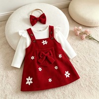 Ensemble robe à volants à manches longues et bandeau pour bébés filles, imprimé floral, automne-hiver