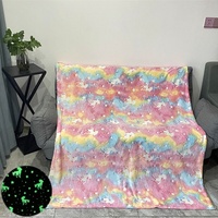 Couverture en flanelle lumineuse double face pour enfants, imprimée de dessins animés, personnalisable