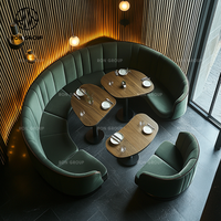 Banc carré en velours vert vintage, sièges de banquette personnalisés, table et chaises en bois durables, ensembles de meubles pour restaurant, hôtel, café