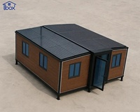 Maison conteneur extensible à double aile 20FT 30FT 40FT, Maisons préfabriquées à extension latérale, Unité de dortoir modulaire extensible en promotion