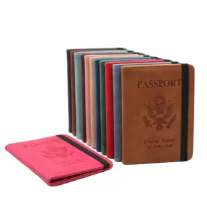 Sarung paspor logo USA, tas sertifikat rasa kulit, tempat paspor PU kulit perjalanan Amerika, pelindung paspor