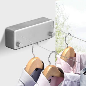 ราวตากผ้าแบบติดผนัง สายเหล็กยืดหดได้ แบบสองสาย สำหรับตากผ้าในร่ม - Product Image 2