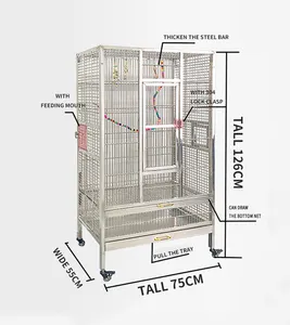 Stainless Steel Imported Wrought Iron Aviary Outdoor Breeding Bird Show Cage Large Parrot Budgerigar Cage Design