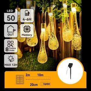 Guirnalda de luces solares, 2m + 10m, luz blanca cálida, decorativa para exteriores e interiores, ideal para ambientes festivos. - Product Image 1