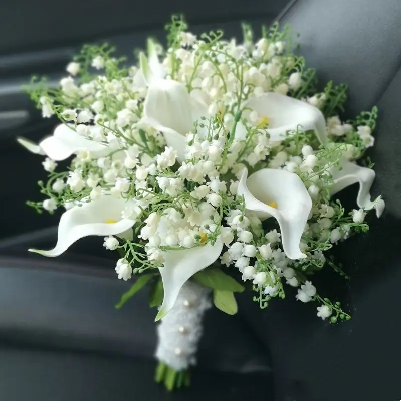 Bouquet de mariage rose Calla Lily blanc accessoires de mariage fleurs Bouquet de mariée fleurs artificielles demoiselles d'honneur Bouquet de mariage