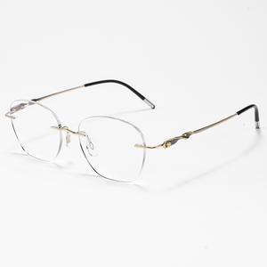 エリートチョイスERSIユニセックスファッショナブルなポリゴンリムレスハーフフレームリーディングメガネ純粋なチタン超軽量アンチブルーライト - Product Image 6