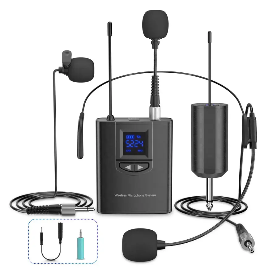 UHF Беспроводная микрофонная система нагрудный микрофон/гарнитура микрофон/ручной микрофон 3 в 1 перезаряжаемый микрофон для смартфонов, Подкаст