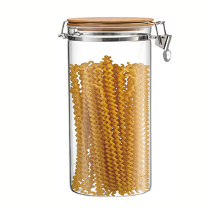Conteneurs en verre Reihey Bocaux de cuisine mignons Bocaux de stockage en verre hermétique Stockage hermétique des aliments avec couvercles en bambou pour pots à épices à biscuits - Product Image 4