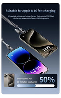 Câble de charge rapide rétractable 4-en-1 240W pour iPhone Huawei, cordon de charge pour voiture CarPlay