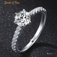 Bague de Fiançailles Classique de Luxe à Six Griffes en Moissanite, en Argent Sterling S925, avec Bande Micro-Pavée, Bijou de Promesse de Mariage pour Femme