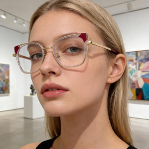 Monture optique œil de chat Hl 991019 pour femmes, monture intégrale, protection anti-lumière bleue avec verres PC - Product Image 1