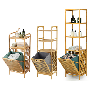 <span class=keywords><strong>Panier</strong></span> <span class=keywords><strong>à</strong></span> <span class=keywords><strong>linge</strong></span> en bambou avec revêtement amovible de haute qualité, cadre <span class=keywords><strong>à</strong></span> lattes inclinable personnalisé, étagère de rangement peu encombrante - Product Image 2