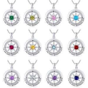 925 Sterling Bạc La Bàn Vòng Cổ Bắc Sao Đồng Xu Mặt Dây Chuyền Hợp Thời Trang Chuỗi 18K Vàng Trắng Mạ Phụ Nữ Valentine Của Ngày Quà Tặng - Product Image 4