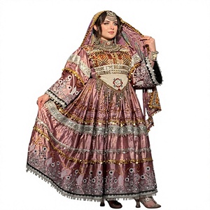 Vestido de novia afgano con bordado elaborado, color rosa empolvado, vestido largo con dupatta a juego, vestido de manga larga, conjunto de vestidos casuales para mujer - Product Image 1