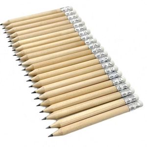 Crayon en bois court HB de 10 cm pour étudiants avec gomme et logo personnalisé - Product Image 1