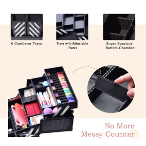Extra Large <b>Makeup</b> <b>Case</b> Professional Cosmetic Train <b>Case</b> with 6 Trays Shoulder Strap Nail Polish Organizer for Artist Nail Tech - Product Image 3