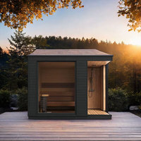 Sauna finlandais pour 4 personnes avec chauffage infrarouge électrique en cèdre rouge massif, panneau de commande informatisé, douche pour usage en villa