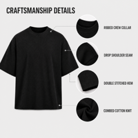 T-shirt basique essentiel pour homme, manches courtes, col rond, 100 % coton, coupe ample et carrée, grammage lourd, uni, personnalisable, en gros
