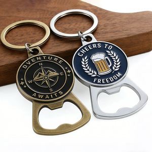 Llaveros Abridores de Botellas Personalizados para Bar, Llavero 2D 3D de Metal de Aleación de Zinc Esmaltado con Abridor de Botellas - Product Image 1