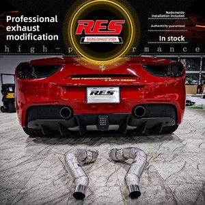 Tubo de Escape Modificado con Logotipo <span class=keywords><strong>RES</strong></span> Estilo Racing para Ferrari F8/SF90/812/FF/F12/GTC4/488/458, Sección Central y Trasera - Product Image 6
