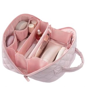 Neceser de Viaje Portátil Grande y Plano de Última Moda, Organizador de Artículos de Aseo, Bolsa de Maquillaje para Mujer, Juego de 2 Piezas, Bolsa de Cosméticos Acolchada - Product Image 1