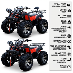 1500W 오프로드 오토바이 고카트 60V20Ah 페달 고카트 상업용 고성능 오프로드 카팅카 (성인용) - Product Image 4