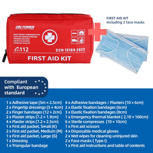Trousse de premiers secours automobile ORI-POWER conforme à la norme DIN 13164:2022 avec service de dédouanement et livraison porte-à-porte pour des ventes sécurisées - Product Image 2