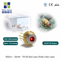 Diode laser rouge UOC U-LD-653053Ap/Bp 650nm 30mW TO-56 avec moniteur PD pour pointeur laser et module médical