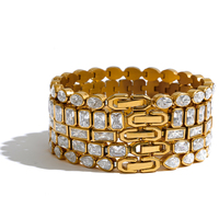 JINYOU 8315 Pulsera de Eslabones con Circonita Cúbica Geométrica Brillante de Moda, Pulsera Impermeable de Alta Calidad para Joyería de Boda