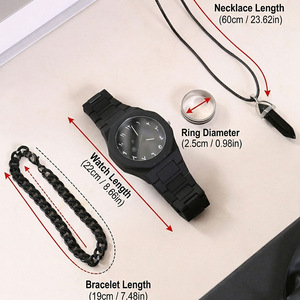 Set Regalo da Uomo Stile Business: Orologio, Collana, Bracciale e Anello (in Confezione di Carta) <span class=keywords><strong>per</strong></span> Fidanzati, Papà, Festa del Papà, <span class=keywords><strong>San</strong></span> <span class=keywords><strong>Valentino</strong></span> - Product Image 4