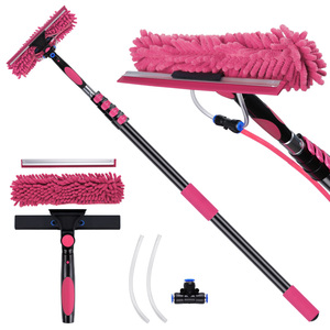 Brosse télescopique de nettoyage de <span class=keywords><strong>vitres</strong></span> à eau 2-<span class=keywords><strong>en</strong></span>-1 avec raclette double face et plumeau <span class=keywords><strong>en</strong></span> chenille <span class=keywords><strong>pour</strong></span> le lavage des fenêtres - Product Image 1
