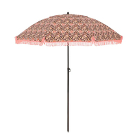 Parasol de plage inclinable en acier avec franges rondes, imperméable, facile à transporter, en polyester, style balinais, pour la vente en gros