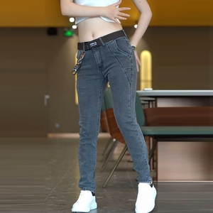 Jeans slim fuselés style coréen pour <span class=keywords><strong>femme</strong></span>, taille <span class=keywords><strong>mi</strong></span>-haute, extensibles, décontractés, pantalons longs, vente en gros - Product Image 3