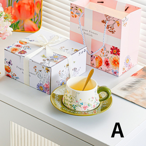 ชุดกาแฟเซรามิกพร้อมจานรองในกล่องของขวัญ, แก้วกาแฟเซรามิกพร้อมจานรอง - Product Image 3