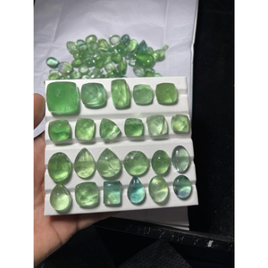 Lot de cabochons en fluorite verte naturelle, formes variées, pierres précieuses en vrac pour la fabrication de bijoux, prix en gros - Product Image 1