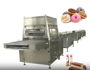 Automatic chocolate waffle cake enrobing machine with cooling tunnel