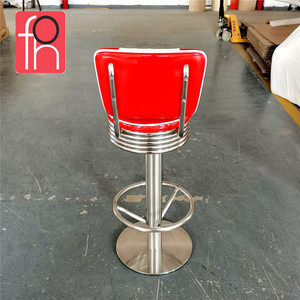 Retro Mỹ Thanh Ghế Thép Không Gỉ Da Cao Phân Với Chỗ Để Chân - Product Image 2