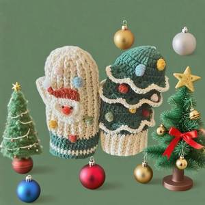 Le kit de <span class=keywords><strong>mitaines</strong></span> <span class=keywords><strong>au</strong></span> <span class=keywords><strong>crochet</strong></span> bricolage de Noël fait <span class=keywords><strong>des</strong></span> chauffe-mains sur le thème du père Noël et de l'arbre avec toutes les fournitures incluses - Product Image 4