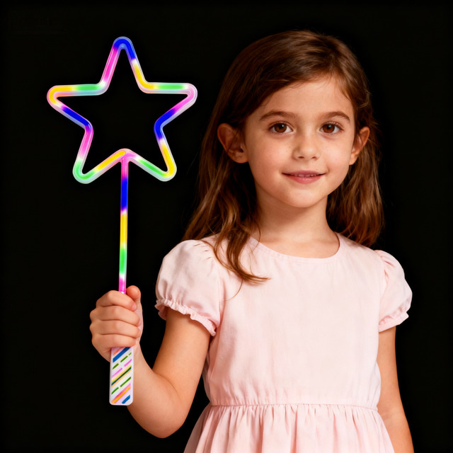 Star Neon Light up Wand Replaceable Battery Operated Wand Rechargeable Glow Wand Night Party Kids Party Flashing Toy