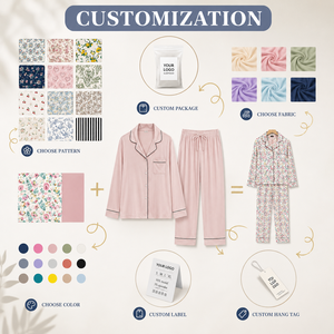 <span class=keywords><strong>Pigiama</strong></span> Ecologico Personalizzato per Donne, Camicia da Notte in Modal Setoso, Scollo a V, Manica Lunga, Comodo Abbigliamento Premaman - Product Image 4