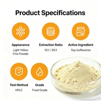 Poudre d'extrait de soja de qualité alimentaire non-OGM, isoflavones de soja, rapports 4:1/10:1/20:1, supplément en sachet aluminium, approvisionnement en vrac
