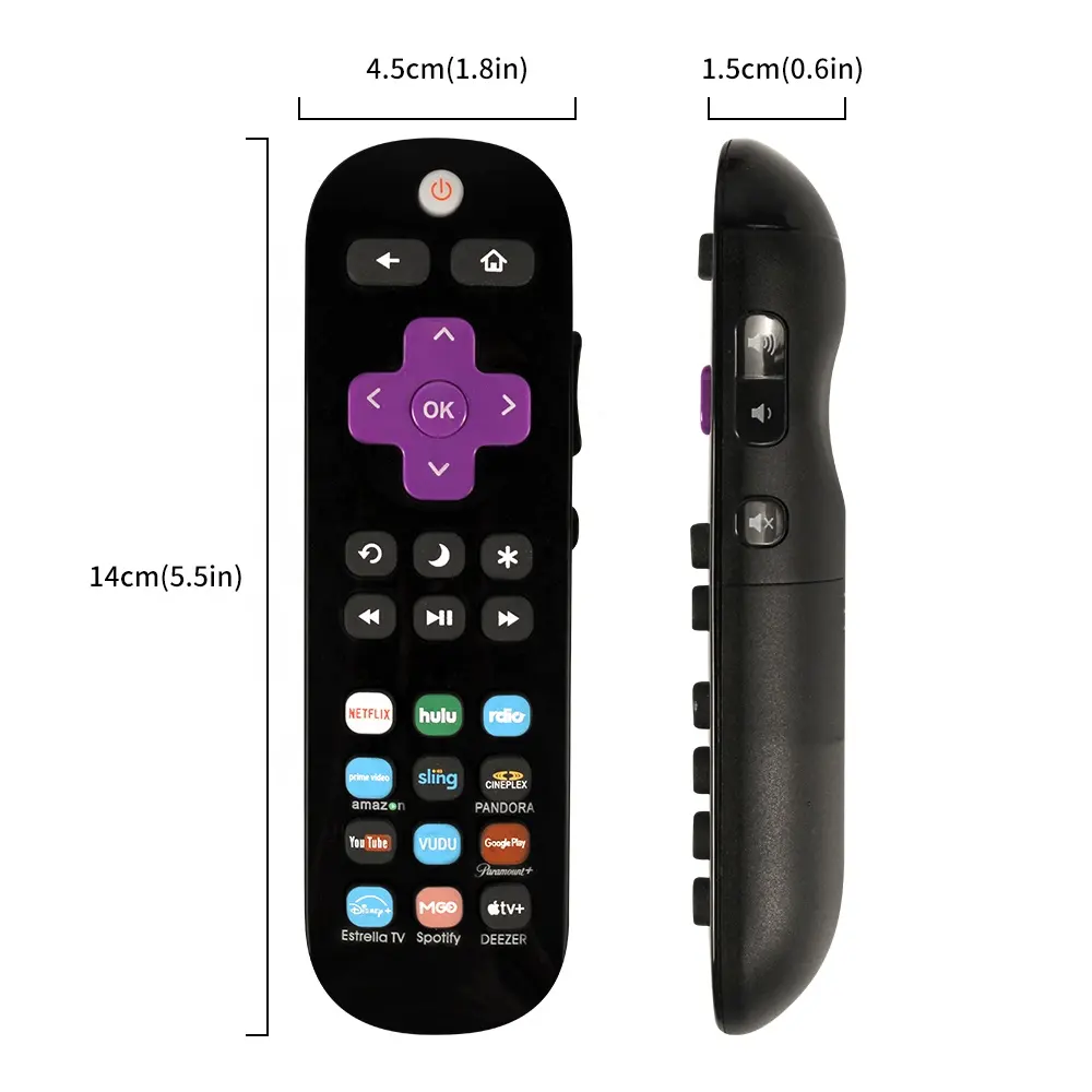 Telecomando intelligente universale RC290 adatto per Roku TV stick scatola di cartone CE elettrodomestici LED Touch Control, colore nero