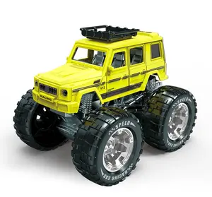 Plastic Mini Car Toy Big Tire Wheel Vehicle Toy Pull Back Inertia Four-wheel-drive Off Road Toy Small Car
