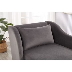เก้าอี้พักผ่อนทรงโมเดิร์นสีเทาหุ้มกำมะหยี่ - Product Image 4
