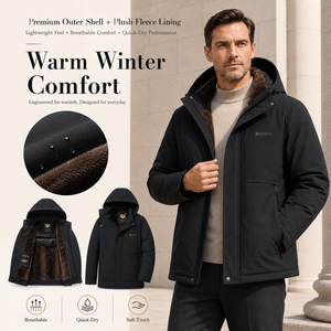 Giacca Invernale da <span class=keywords><strong>Uomo</strong></span> RCX di Alta Qualità, <span class=keywords><strong>Cappotto</strong></span> Lungo Casual Spesso e Caldo con Cappuccio, Chiusura a Zip, <span class=keywords><strong>Collo</strong></span> a Girocollo, Lavorazione Goffrata - Product Image 2