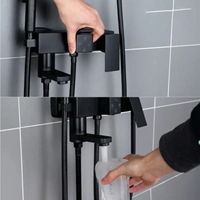 Nouvel ensemble de douche noir mat pour salle de bain, haute pression, eau chaude et froide, jet de pluie, modes de pulvérisation doux, finition chromée