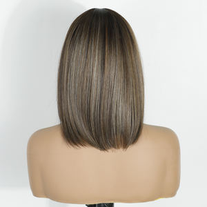 Peluca Sintética con Frente de Encaje, Color con Mechas, Fibra Resistente al Calor, Sin Llama, Futura Sintética HD, Encaje sin Pegamento, Peluca Sintética de Lujo - Product Image 4